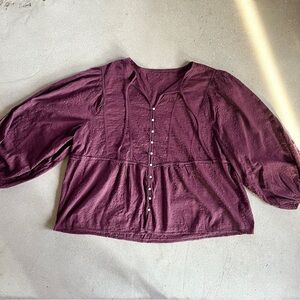 Women’s Boho Button-Front Top in Deep Plum